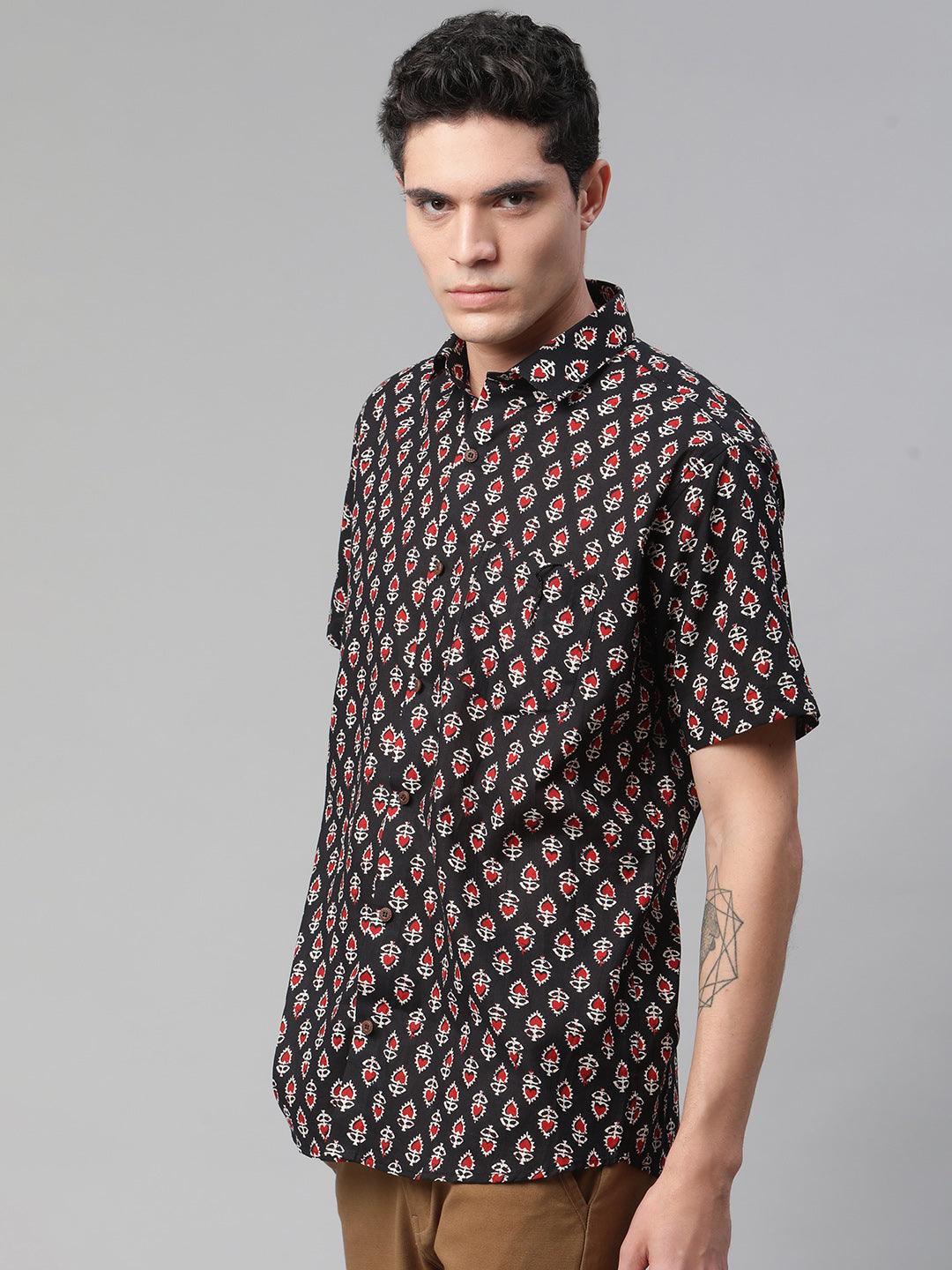 Millennial Men Black & Red Cotton  Half Sleeve Shirt for Men-MMH0167 - Jamal Jamalooworld.com