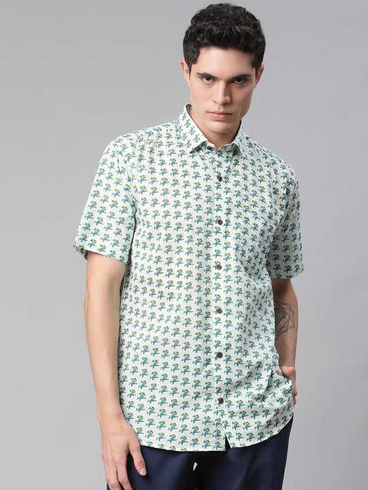 Millennial Men Sky Blue & Teal  Cotton  Half Sleeve Shirt for Men-MMH0178 - Jamal Jamalooworld.com
