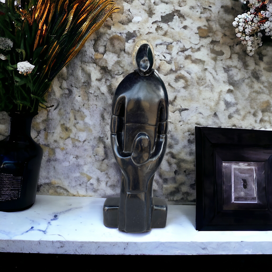 Handmade Black Tall Pareva Stone Idol - Unique Home Decor Statue