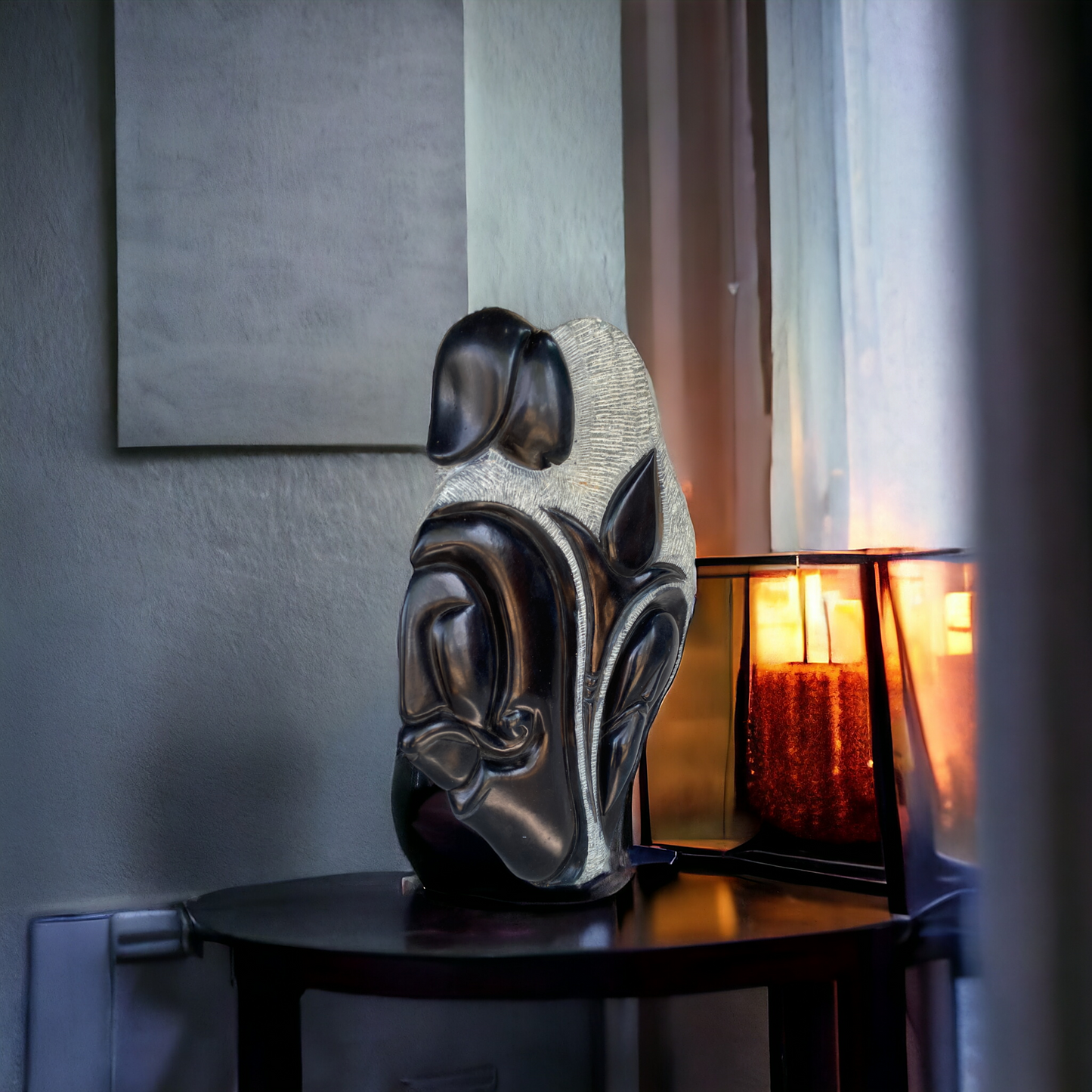 Handcrafted Abstract Black Stone Statue