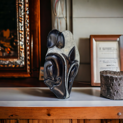 Handcrafted Abstract Black Stone Statue