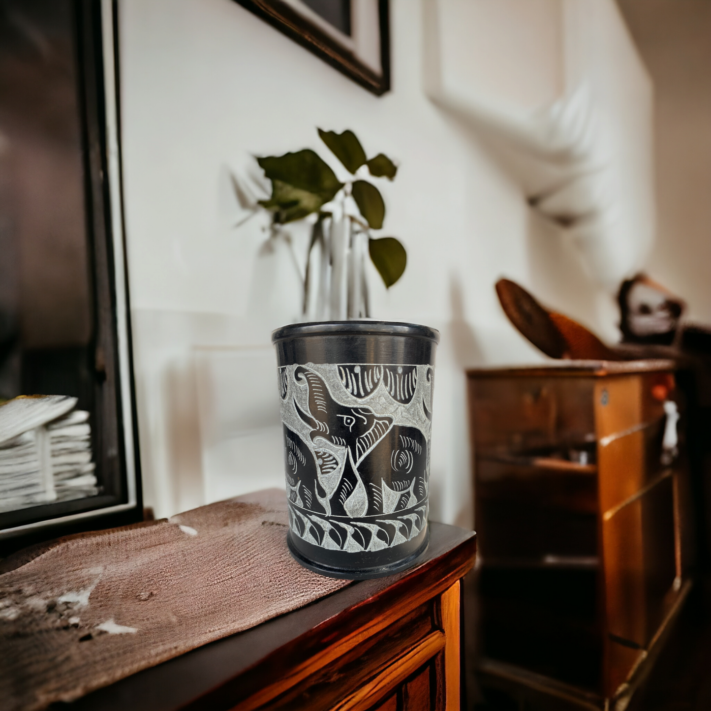 Handmade Black Stone Pen Stand