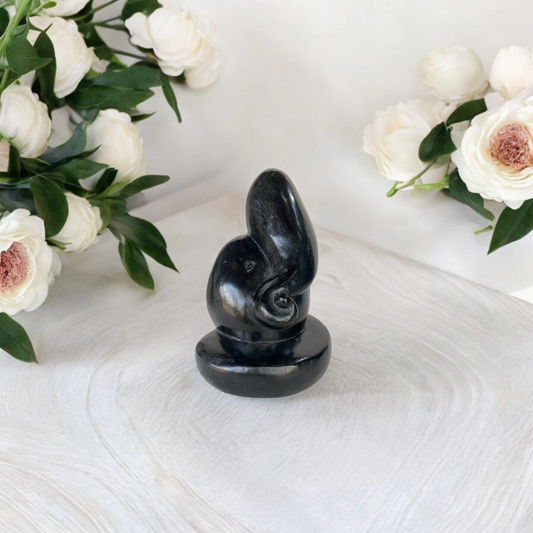 Good Fortune Black Stone Ganesha Statue