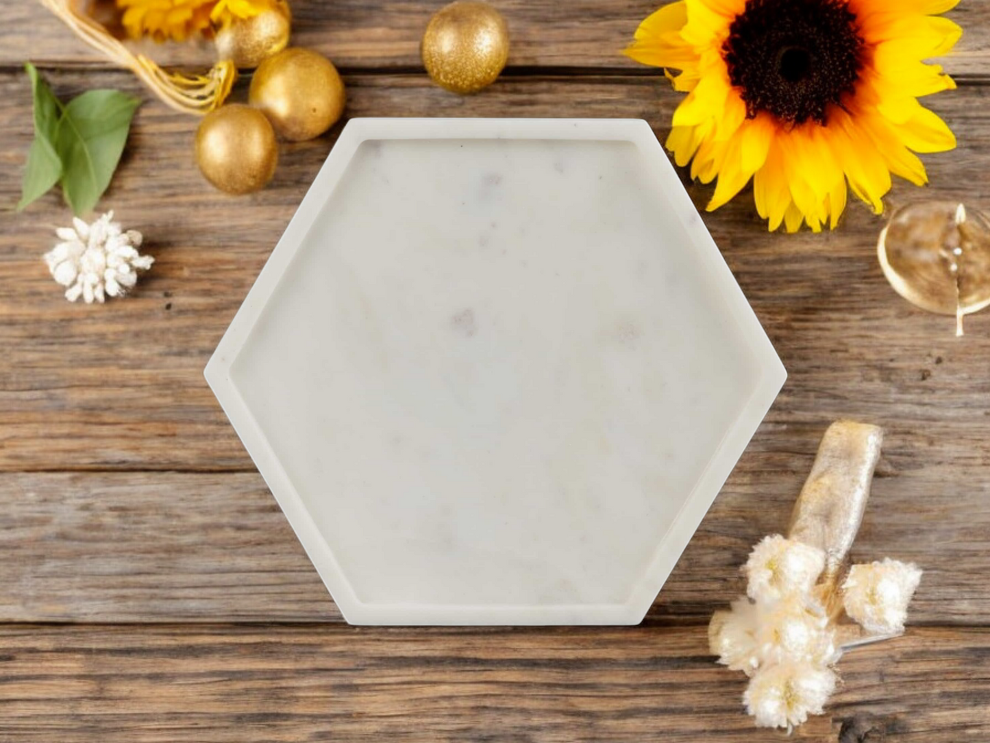 Hexagonal Shape Marble Tray