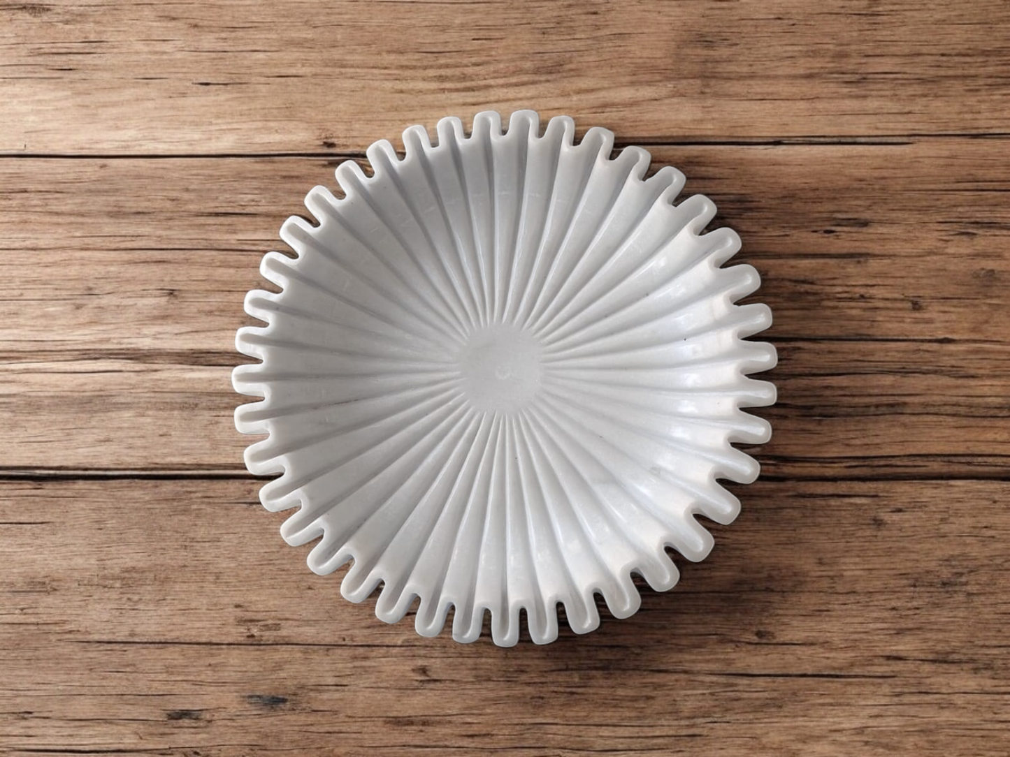 White Ruffle Marble Scalloped Bowl