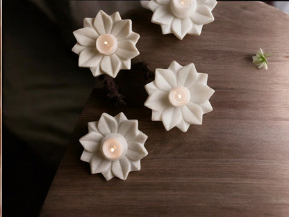 Marble Flower Shape Tealight Holder