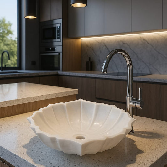Lotus Bloom Marble Wash Basin