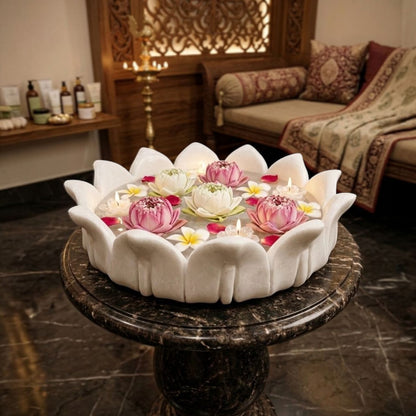 Marble Lotus shape urli bowl
