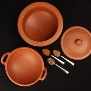 Unglazed Clay/Mitti/Earthen Kadai for Cooking, 1.8Liters