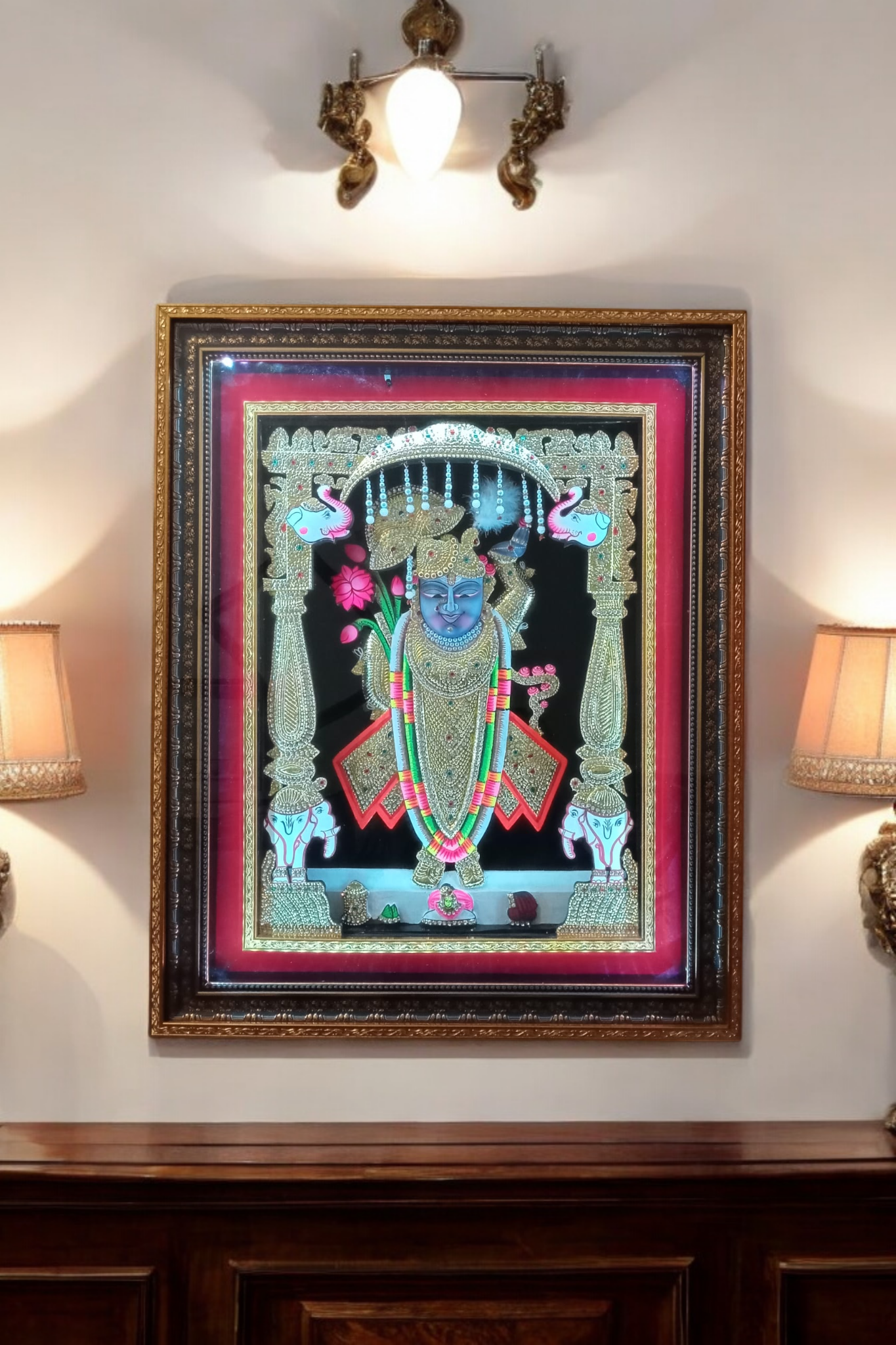Shrinathji wooden embossed face ideal