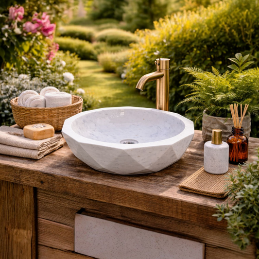 luxury white marble wash basin