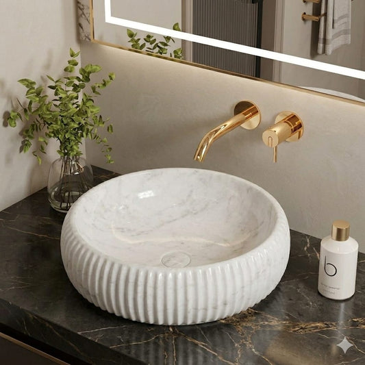 White Marble Scalloped Basin