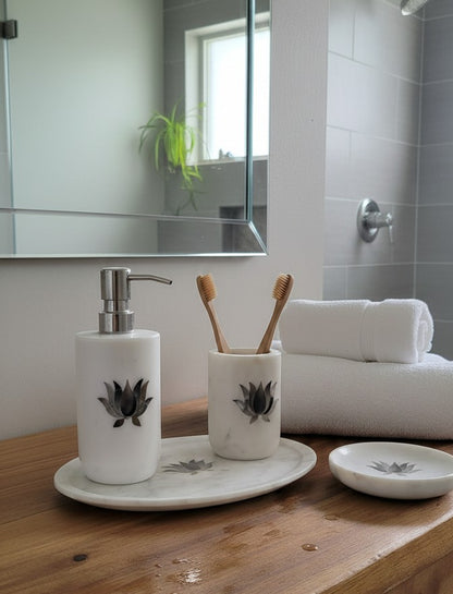 Royal Lotus Mother of Pearl Marble Bathroom Set
