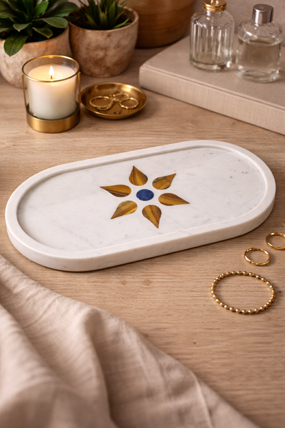 Linea Tiger Inlay Marble Tray