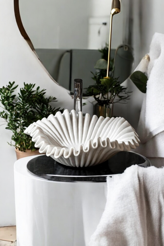 Sculpted Shell Marble Basin