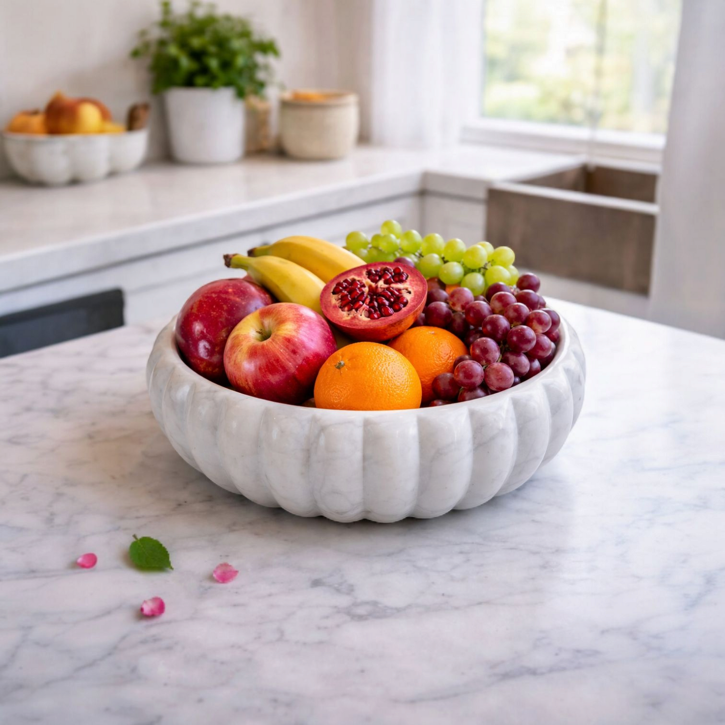 JJM-Marble Fluted Decorative Bowl for Table Styling