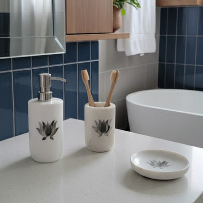 Royal Lotus Mother of Pearl Marble Bathroom Set