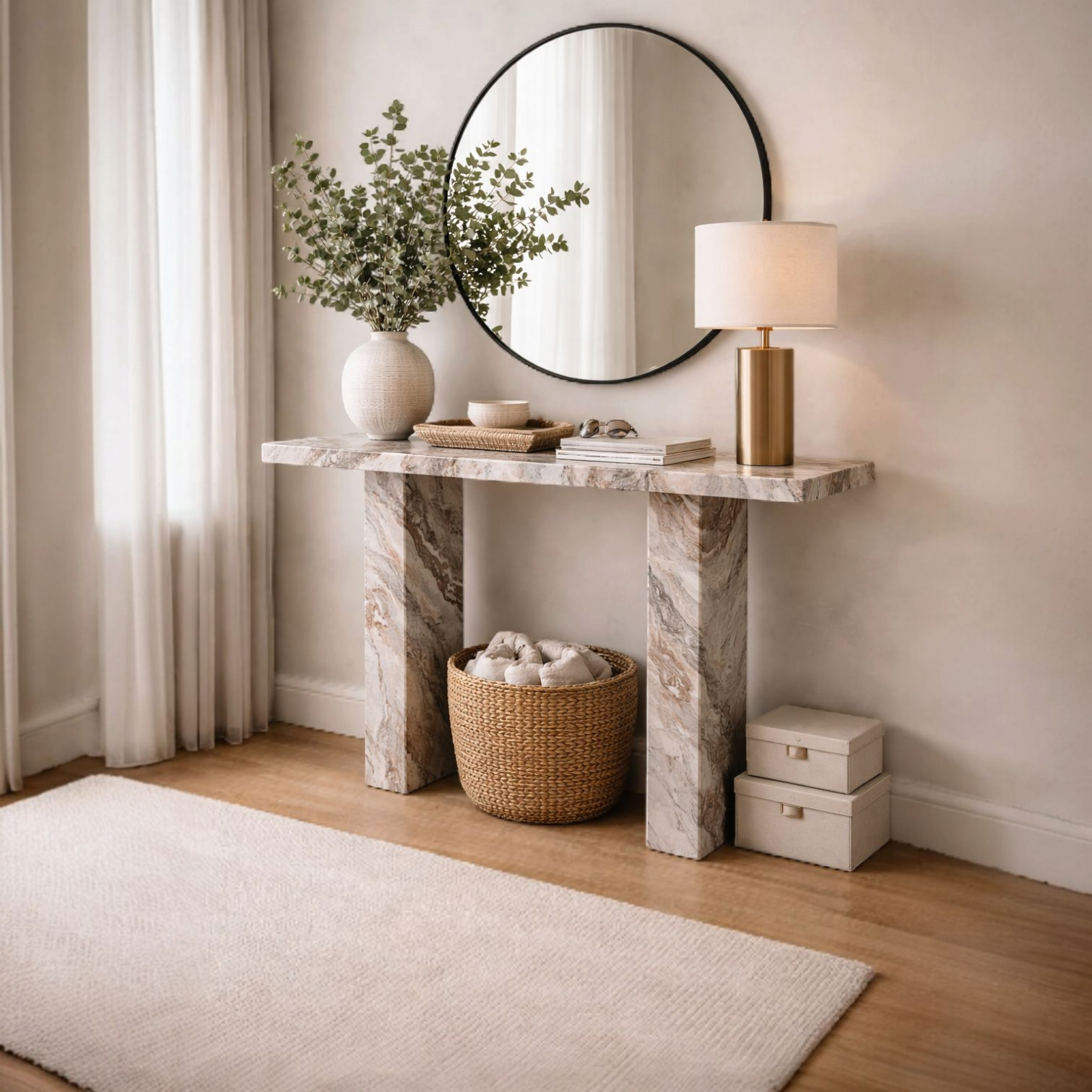 Luxury Marble Console Table for Entryway & Living Room