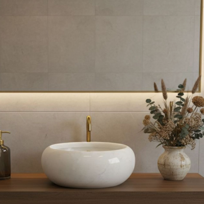 Classic Round White Marble Basin