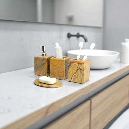 Luxury Brown Marble Bathroom Accessory Set