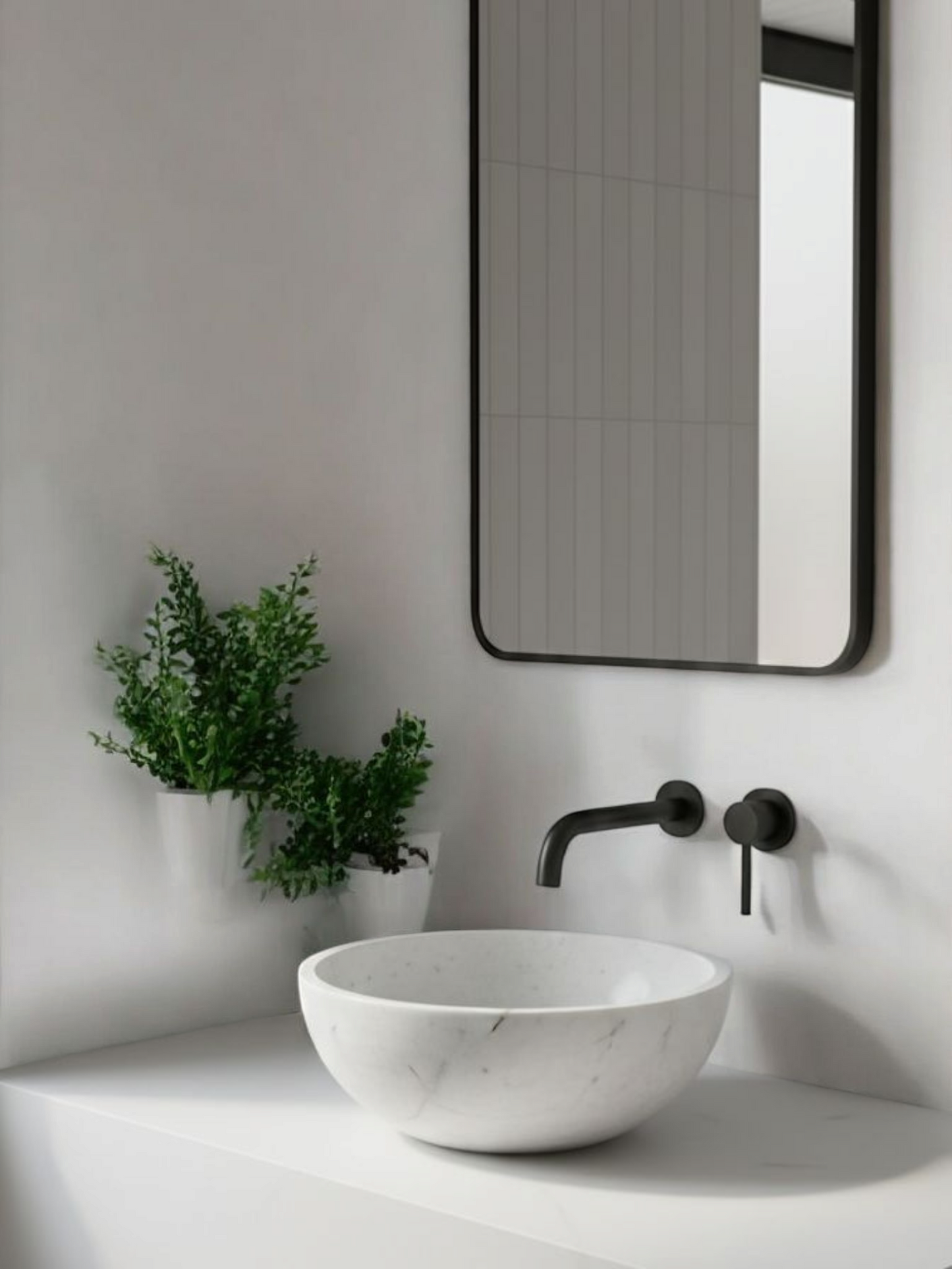 JJ- CT 02 White Marble Bowl Basin