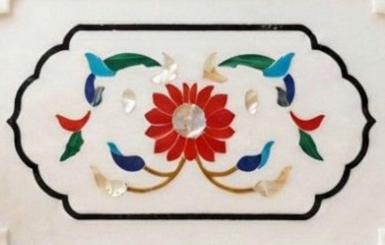 Mayura Floral Inlay Marble Tray