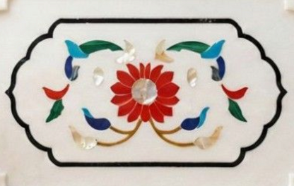 Mayura Floral Inlay Marble Tray