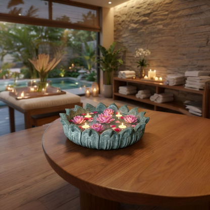 Sacred Bloom Decorative Green Marble Bowl