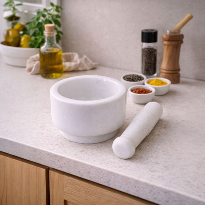 Premium White Marble Mortar & Pestle Set