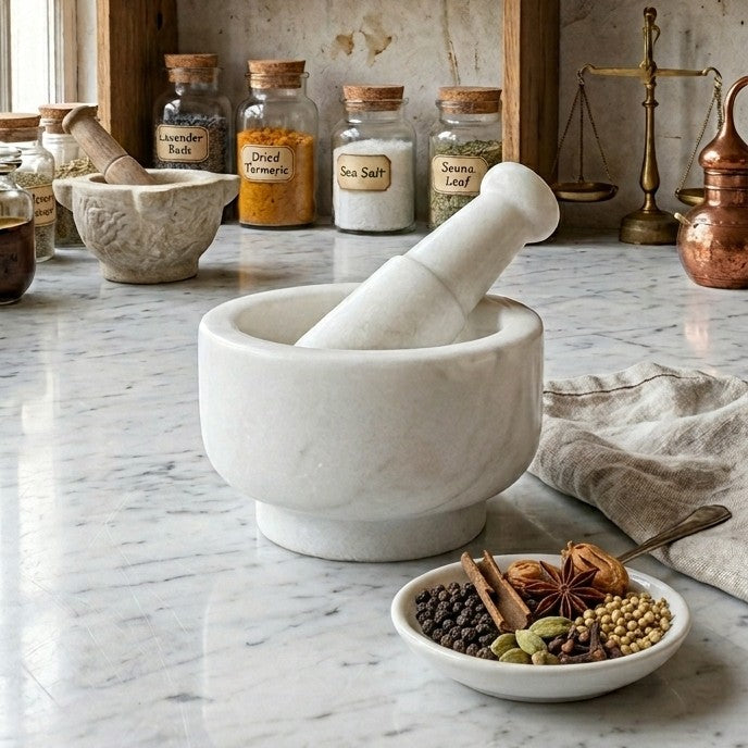 Premium White Marble Mortar & Pestle Set