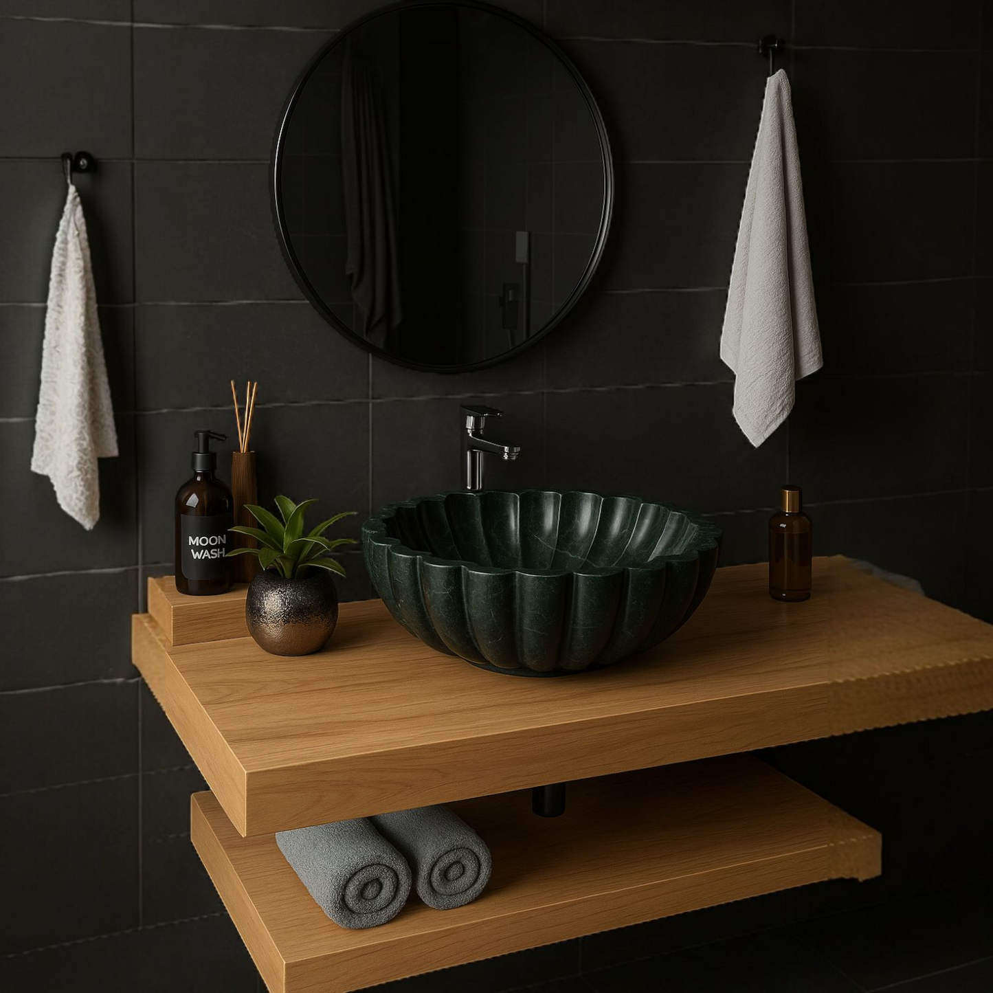 Green Bloom Marble Wash Basin