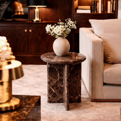 Luxury Dark Marble Side Table for Living Room