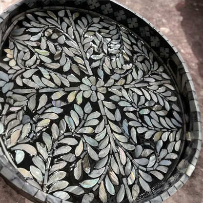 Lustrous Bloom Wooden Mother of Pearl Inlay Tray