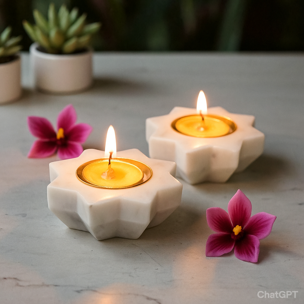 Star Shape Marble Diya