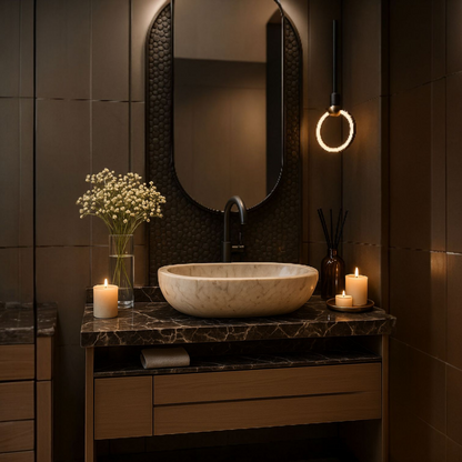 NatureCraft Oval Countertop Marble Basin