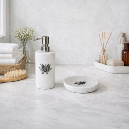 Elegant Marble Soap Dispenser & Soap Tray