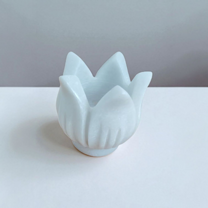 White Lotus Marble Tealight Holder