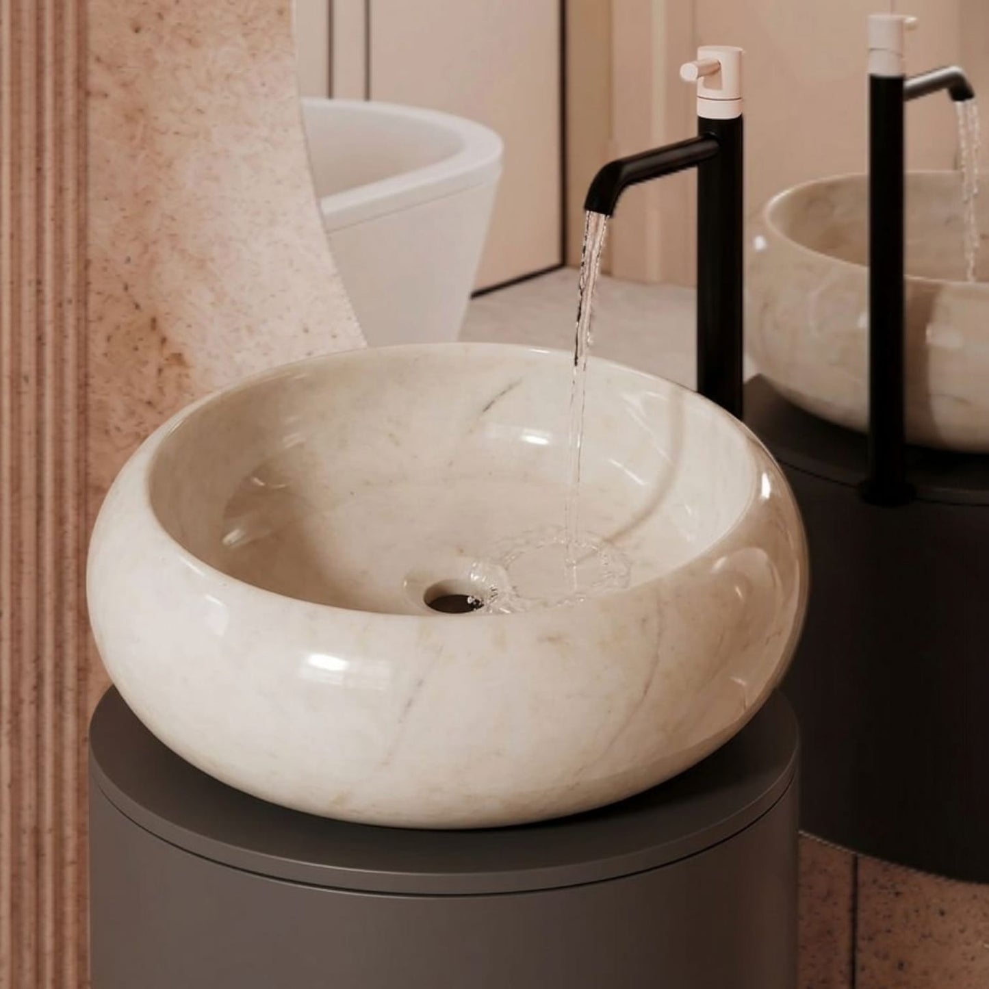 Classic Round White Marble Basin