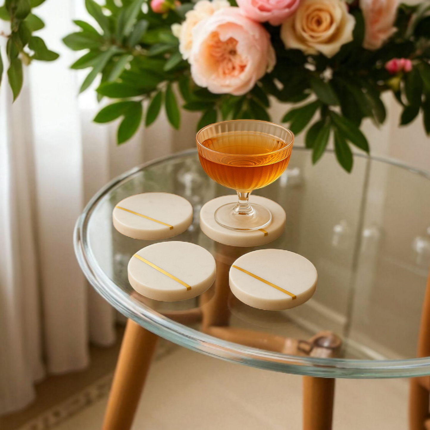 Elegant Round White Marble Coasters