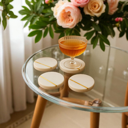 Elegant Round White Marble Coasters