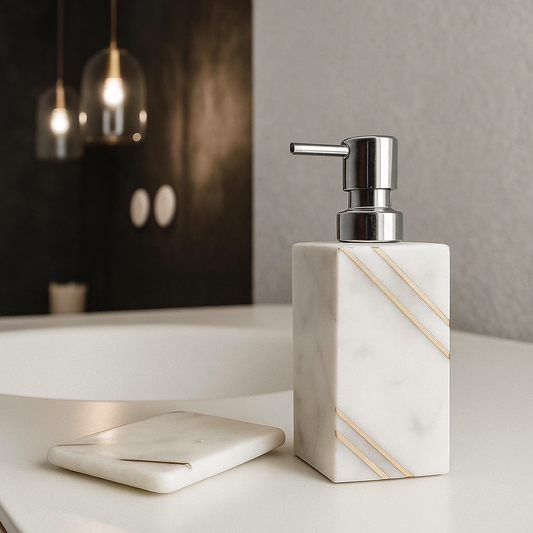 Elegant Marble Bathroom Accessory Set