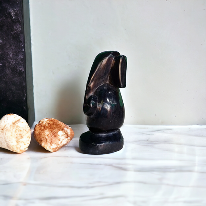 Midnight Black Stone Ganesha Idol