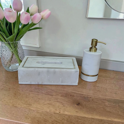 Premium White Marble With Brass Inlay Bathroom Combo