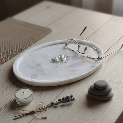 Pearl Petal Marble Inlay Tray