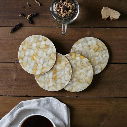 LustreCraft Mother of Pearl Wooden Inlay Coasters