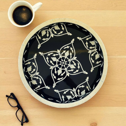 Mughal Floral Wooden Mother of Pearl Tray