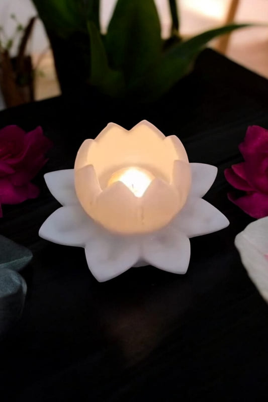 Marble Lotus Flower Candle Holder