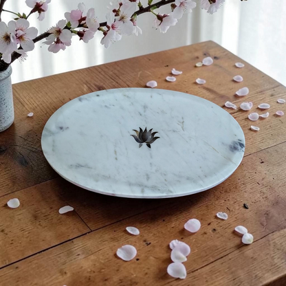 Pearl Petal Marble Inlay Tray