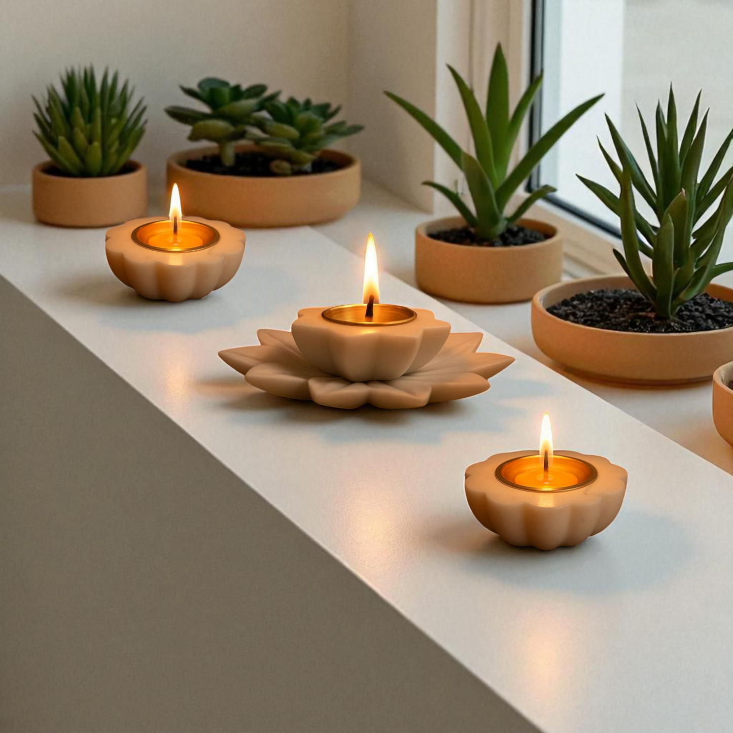 Marble Bloom Candle Holders