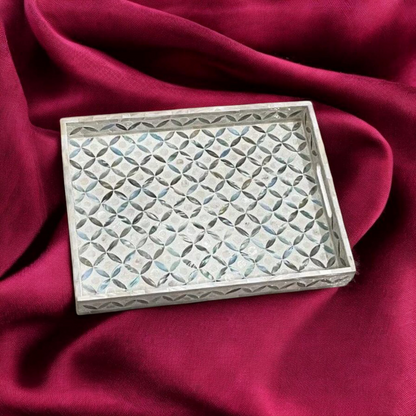 Geometric Decorative Wooden Mother of Pearl Tray